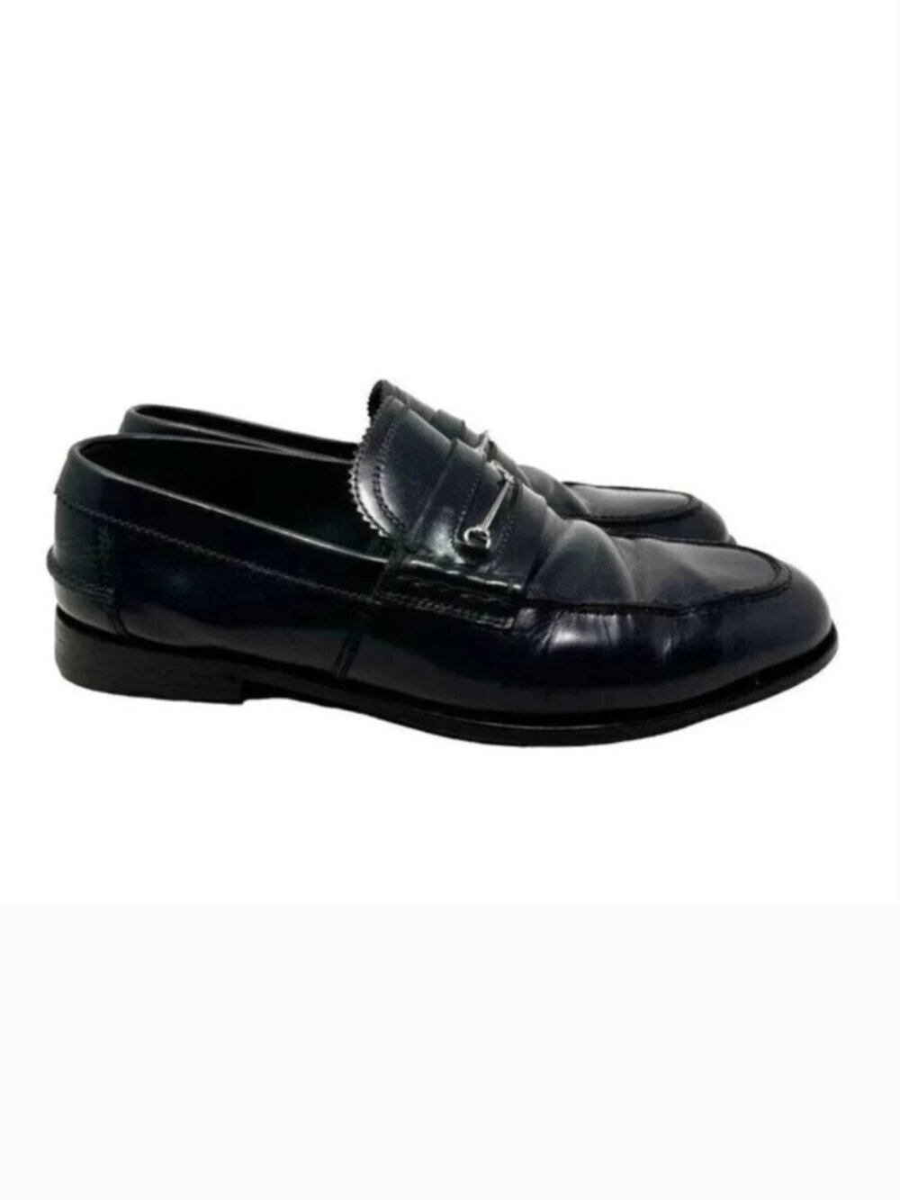 Gucci Mens black smooth leather horsebit loafers shoes size 8.5 - Picture 2 of 14
